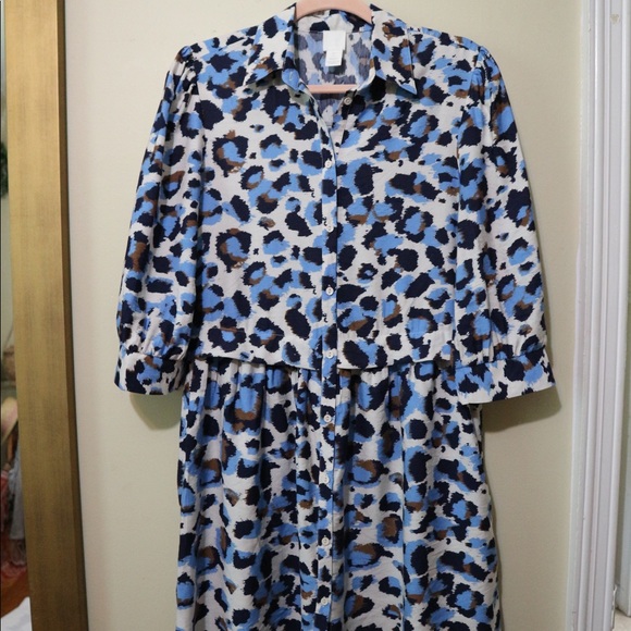 Leopard Print Shirt Dress - Picture 1 of 3